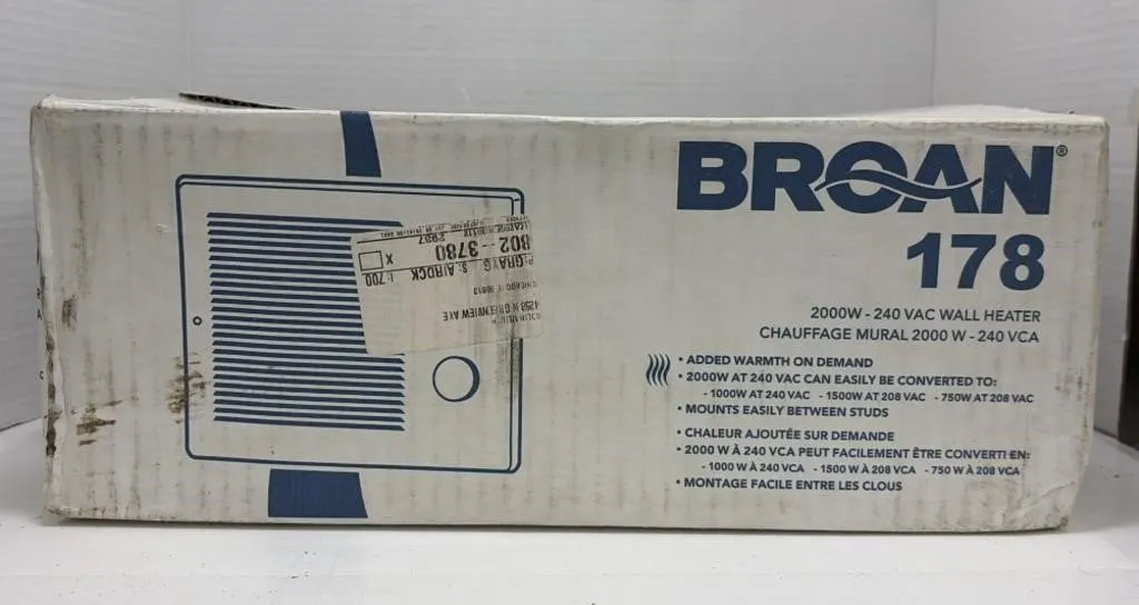 Broan 178 2000-watt, 240-volt electric wall heater