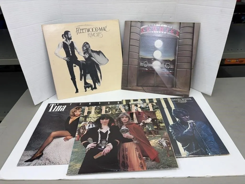 Classic rock and pop vinyl records