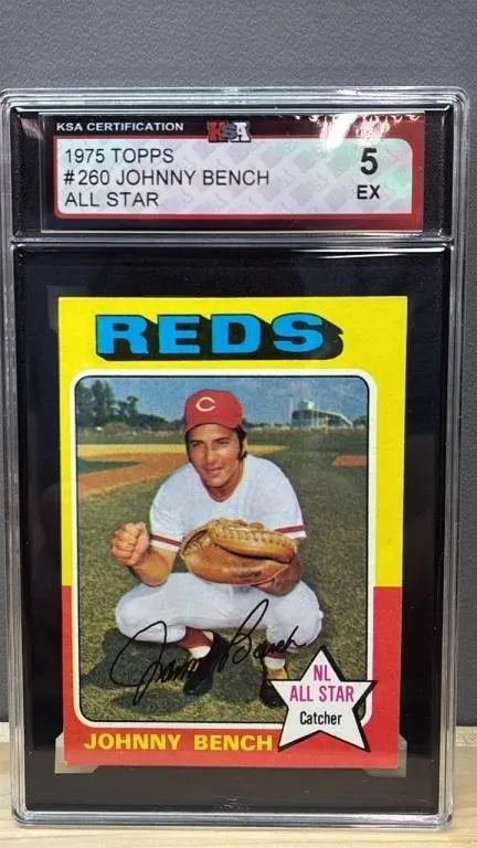 Grade 5 KSA TOPPS 1975 Johnny Bench Baseball
