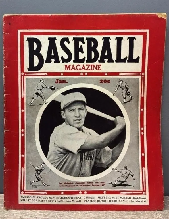 Baseball Magazine January 1938. Cover Separated.