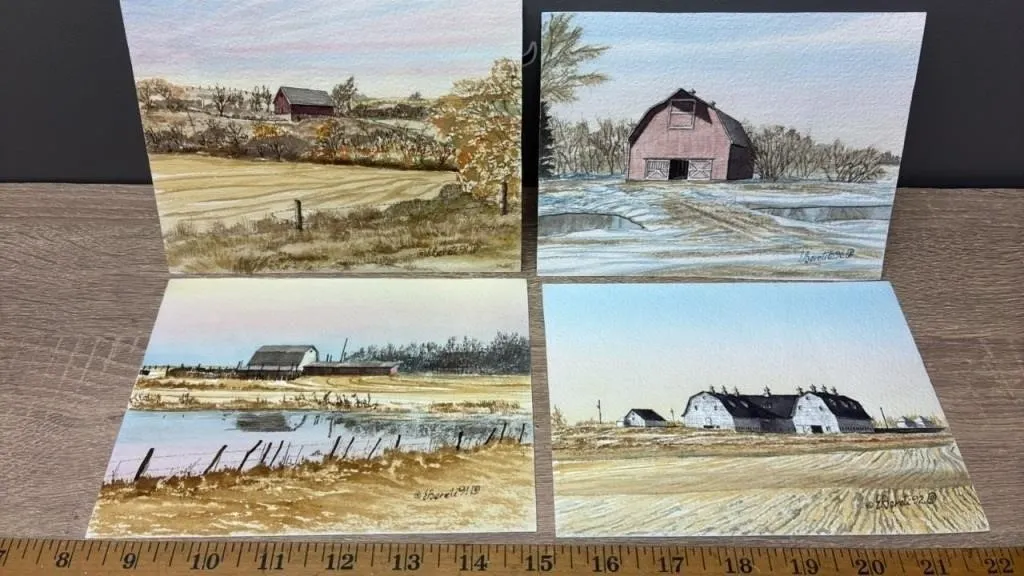 4 Original Watercolour Paintings by Ernest