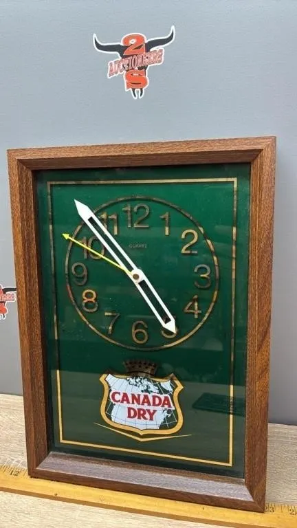 Canada Dry Reverse Painted Glass Wall Clock. Some