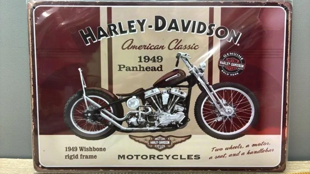 Decorative Tin Sign - Harley Davidson Panhead.