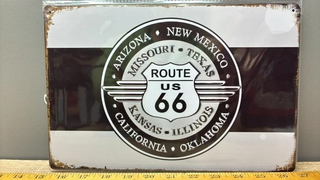 Decorative Tin Sign - Route 66. 8�x12�.