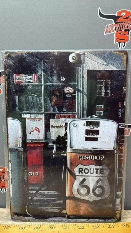 Decorative Tin Sign - Route 66. 8�x12�.