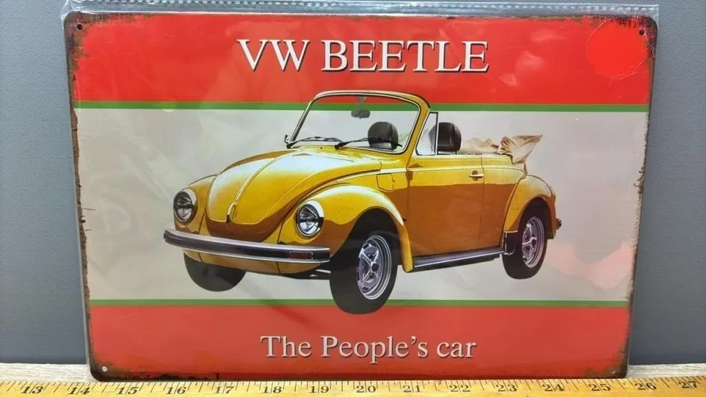 Decorative Tin Sign - VW Beetle. 8�x12�.