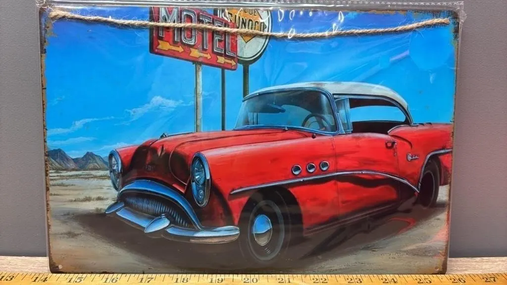 Decorative Tin Sign - Classic Car. 8�x12�.