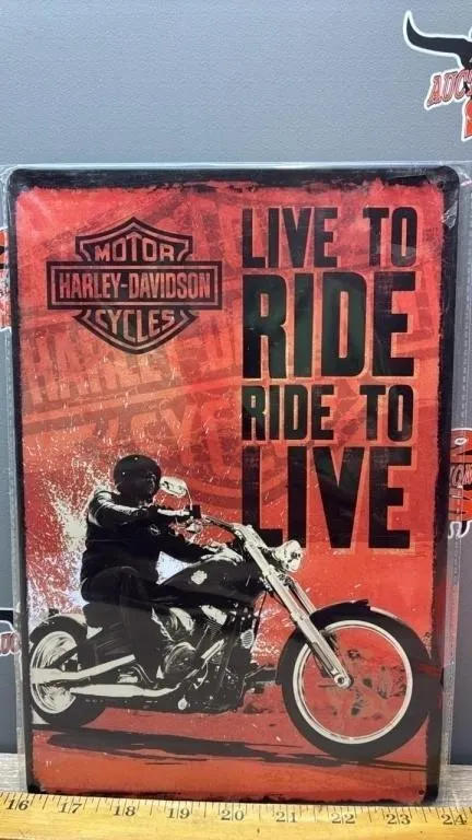 Decorative Tin Sign - Live To Ride. 8�x12�.