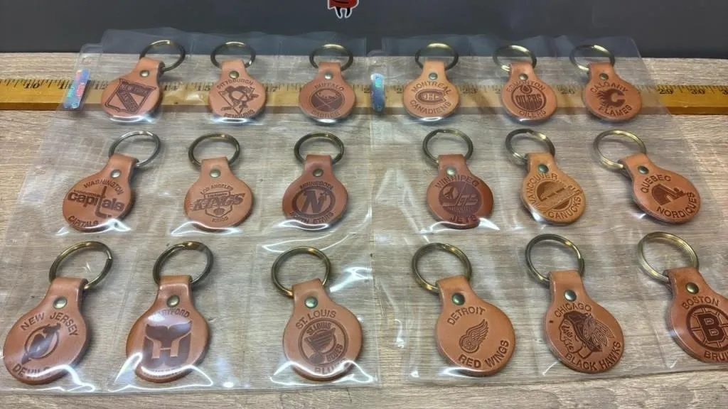 Asst. Leather NHL Keychains.