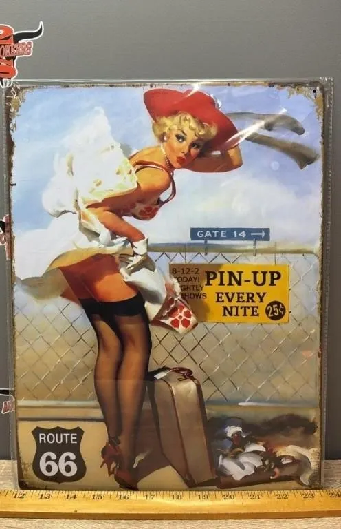 Decorative Tin Sign - Pinup. 12�x16�.