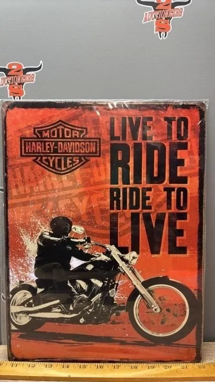 Decorative Tin Sign - Ride To Live. 12�x16�.