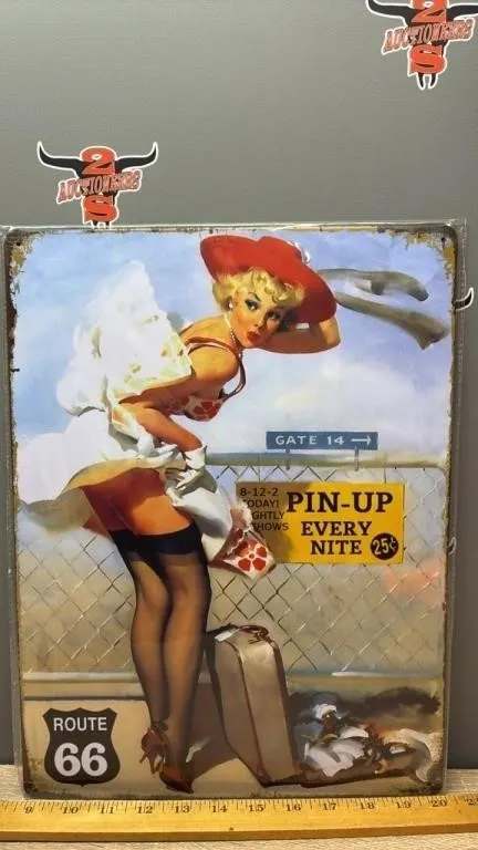 Decorative Tin Sign - Pinup. 12�x16�.