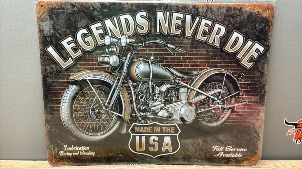 Decorative Tin Sign - Legends Never Die. 12�x16�.