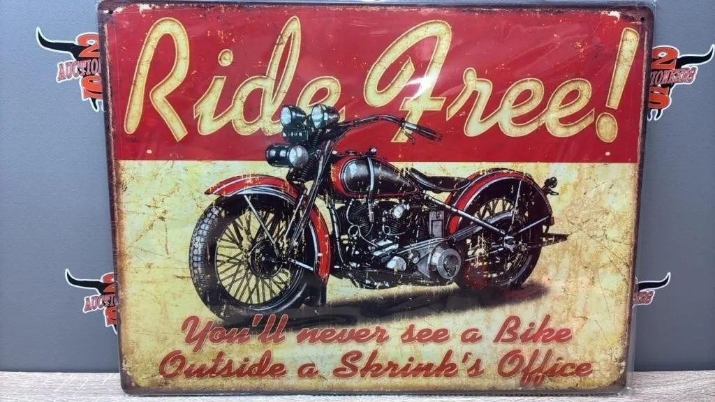 Decorative Tin Sign - Ride Free. 12�x16�.