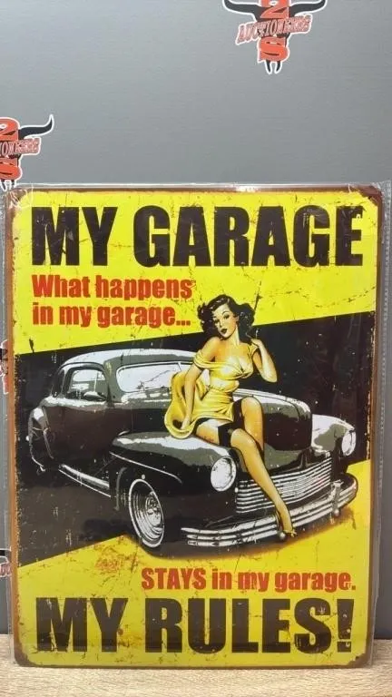 Decorative Tin Sign - Garage Rules. 12�x16�.