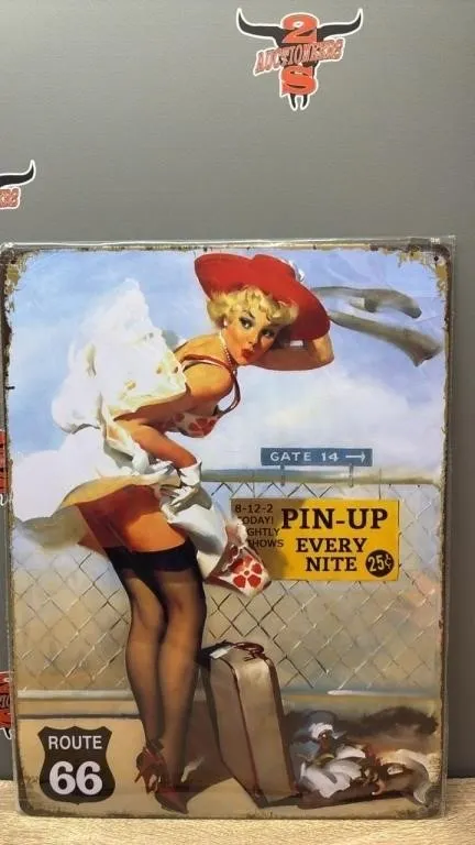 Decorative Tin Sign - Pinup. 12�x16�.