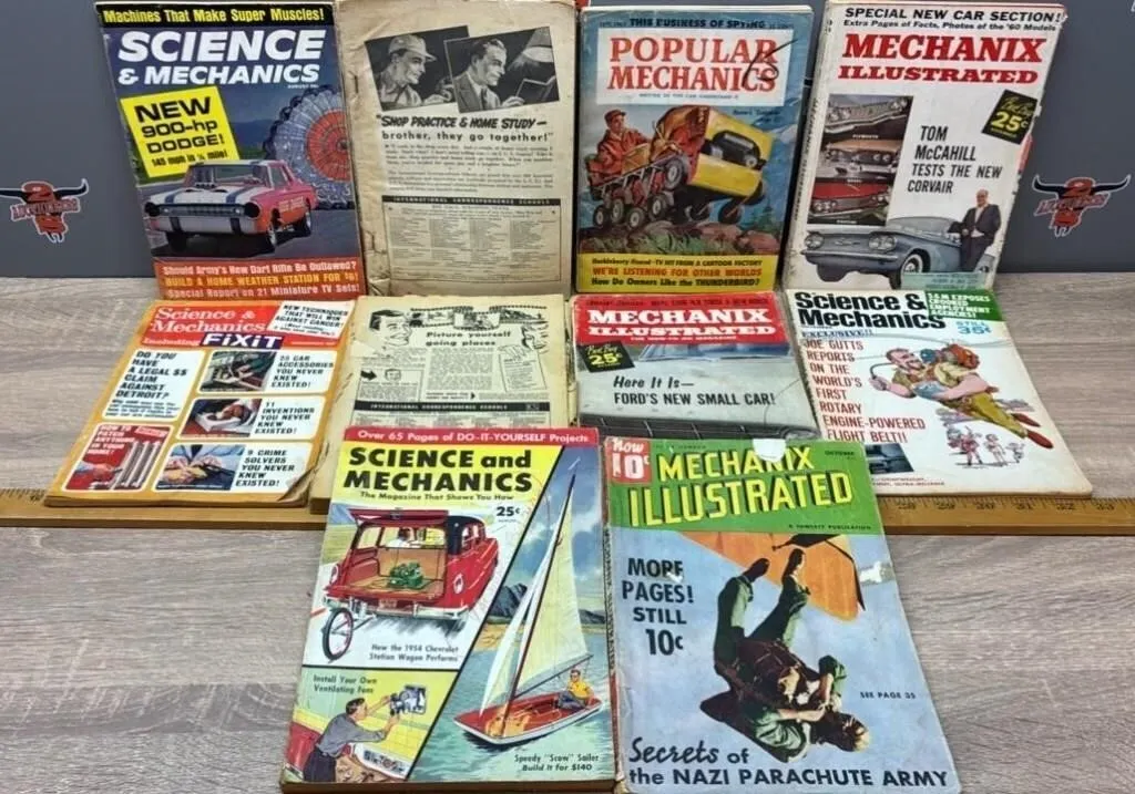 10 Asst. Vintage Magazines. Popular Mechanics,
