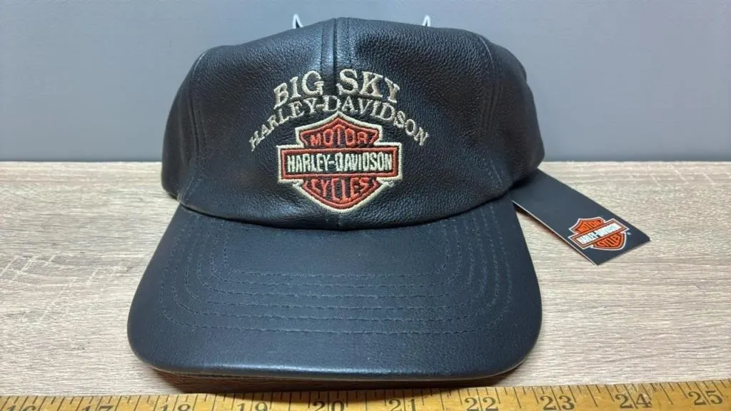 Unused Leather Big Sky Harley Davidson Cap.