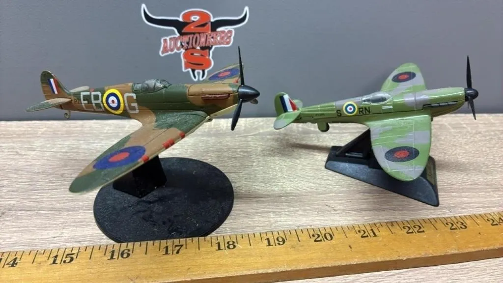 2, 1:72 Die Cast Spitfires. Left Corgi, Right