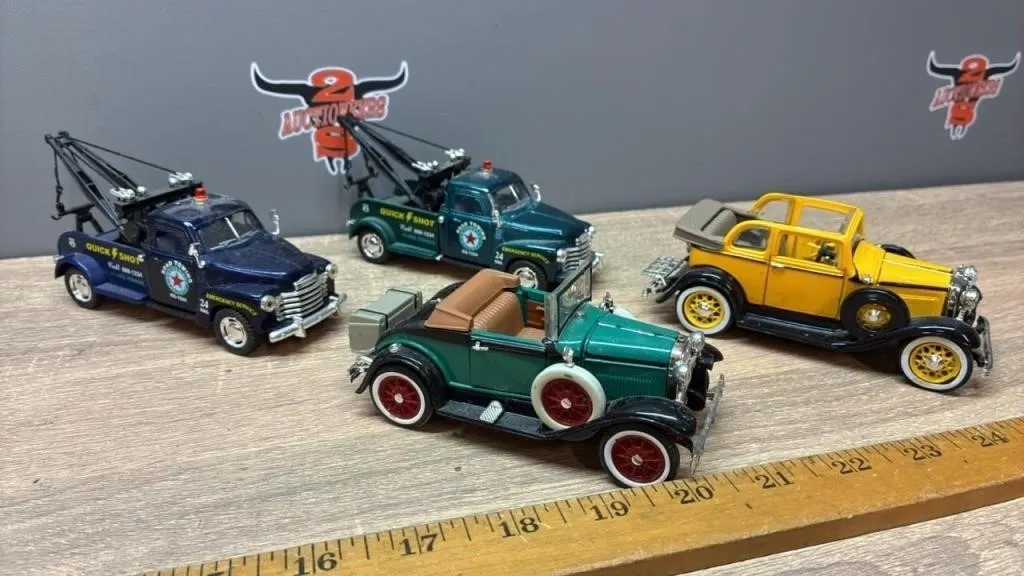 4 Vintage Toy Automobiles. China.
