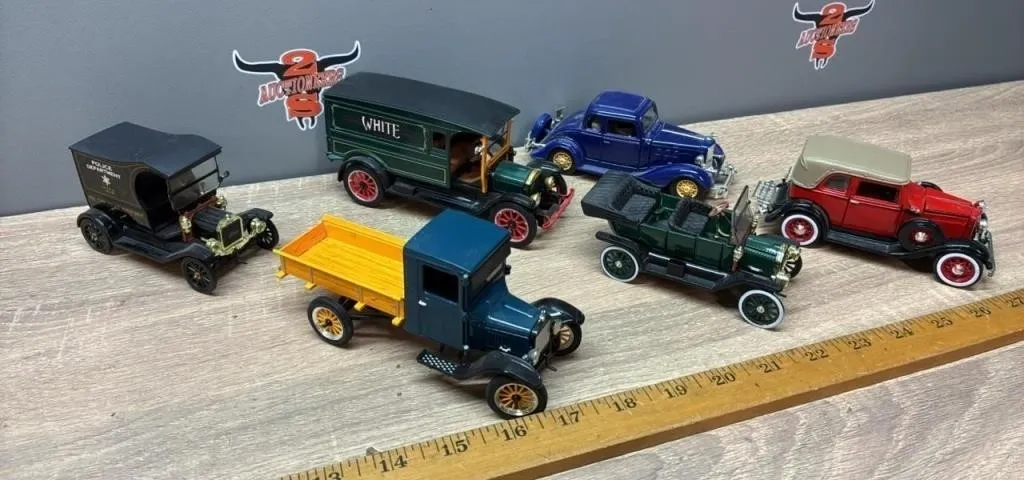 6 Vintage Toy Automobiles. China.