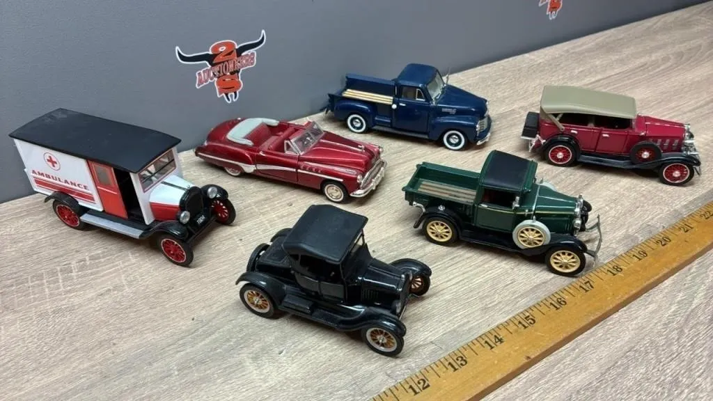 6 Vintage Toy Automobiles. China.
