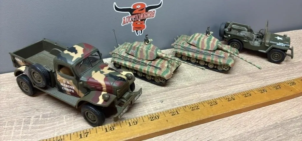 4 Toy Military Vehicles. China.