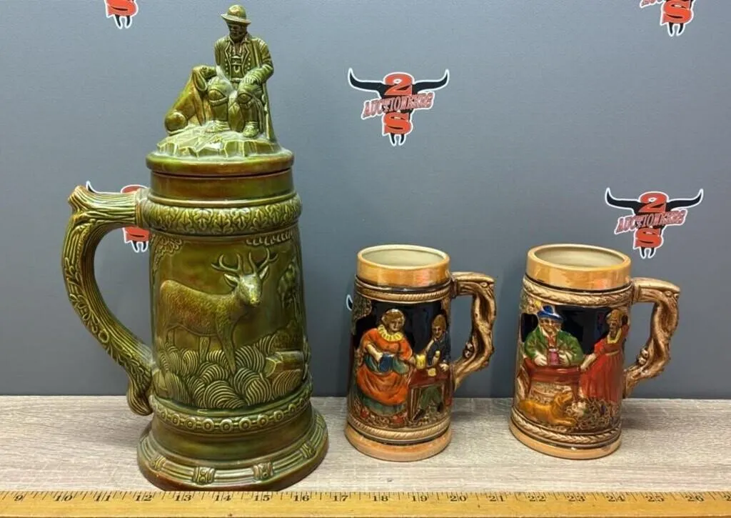 3 Ceramic Beer Steins.