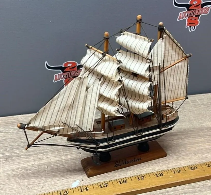 Wooden Model Ship, 8" Long *NO SHIPPING