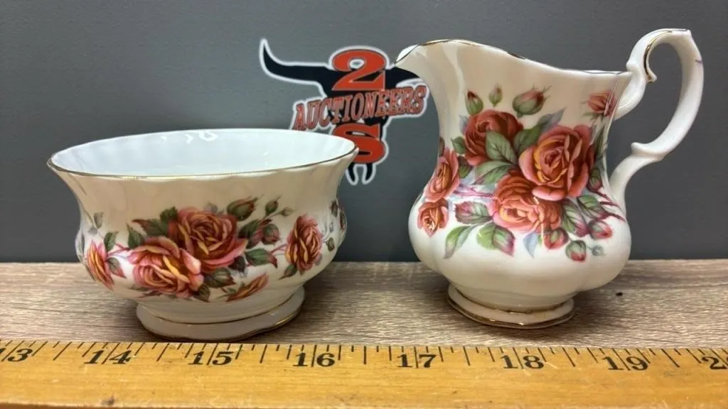 Royal Albert Centennial Rose Cream & Sugar. *SC