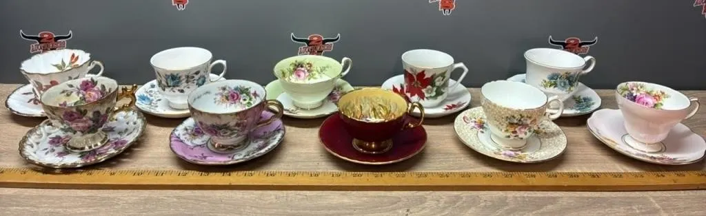 10 Teacup/Saucer Sets.