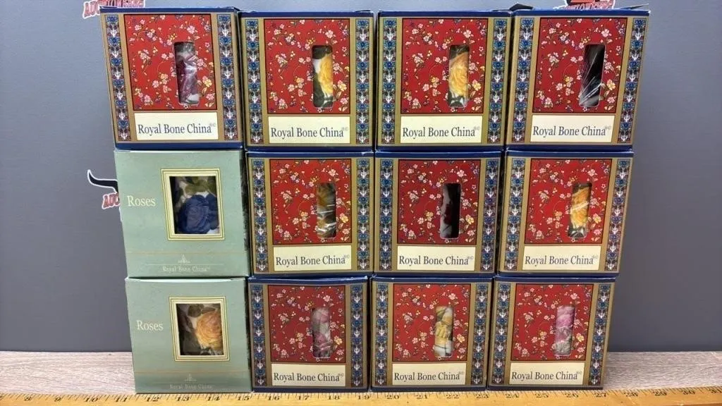 12 Unused Floral China Mugs.