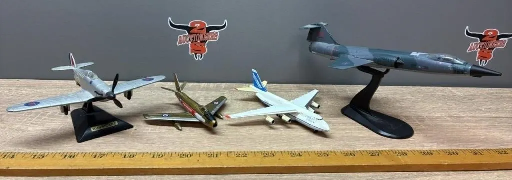 4 Die Cast Model Planes Damaged or Missing Parts.