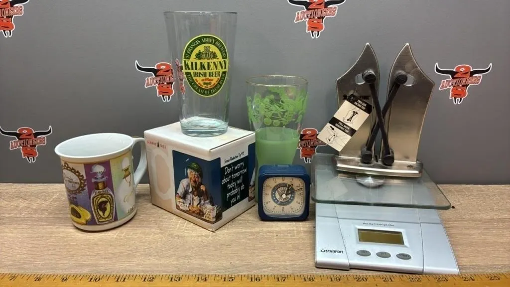 Knife Sharpener, Kitchen Scale, Glasses, Mugs &