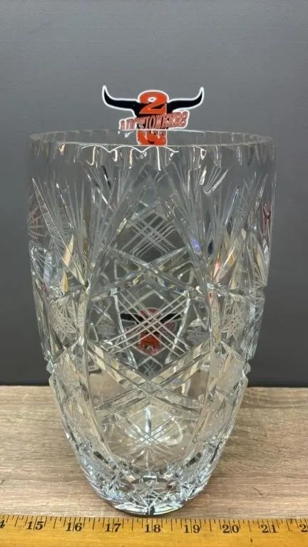 HEAVY Crystal Vase. 9�H. *FC