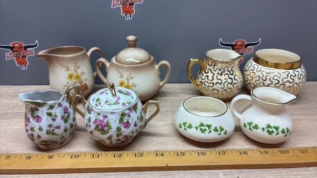 4 Vintage Cream & Sugar Sets.