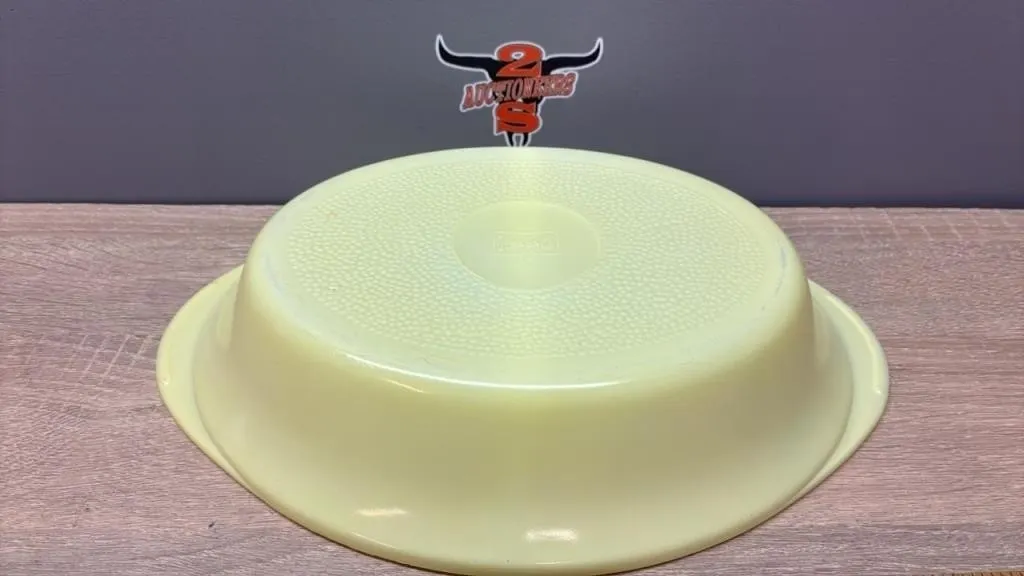 Glassbake J-239 Butter Yellow Divided Dish.