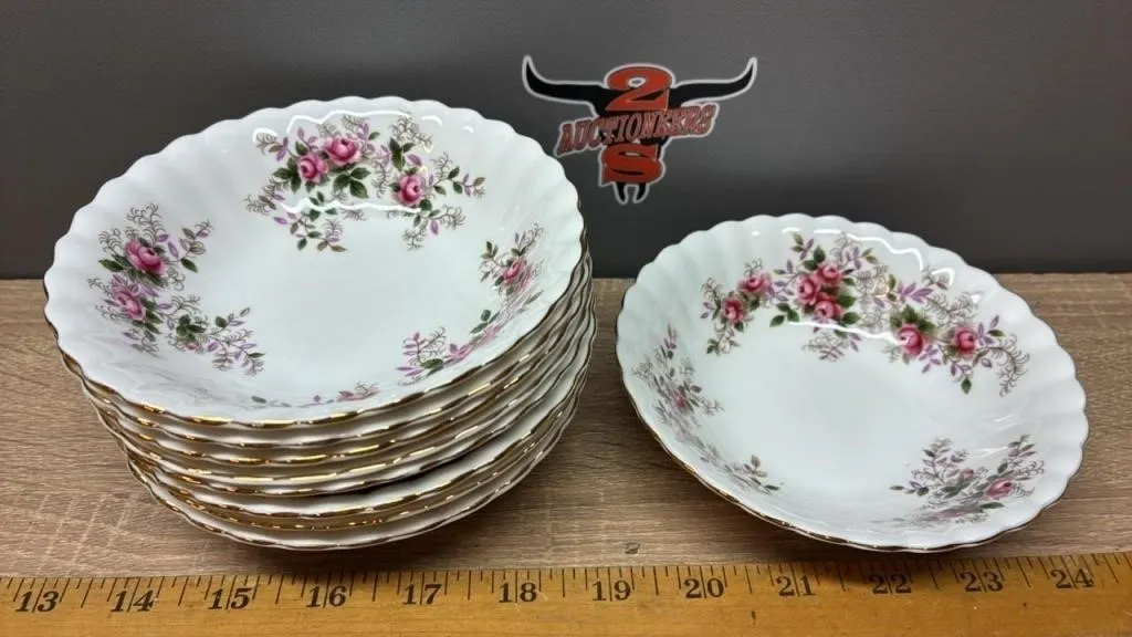 9 Royal Albert Lavender Rose Berry Bowls w/China