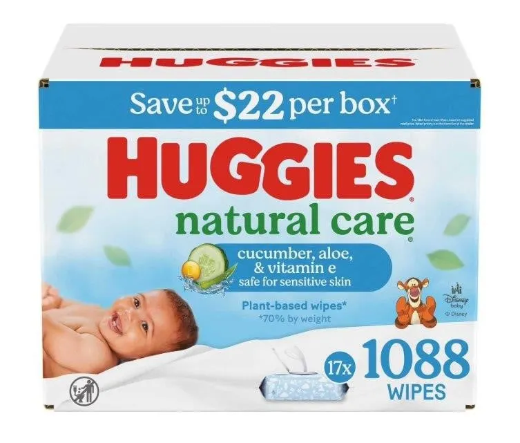 Huggies Natural Care Baby Wipes 1088ct 17pk