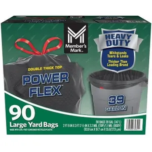 Gallon Power Flex Drawstring Yard Trash Bags 90ct
