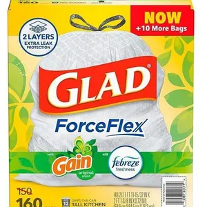 Glad ForceFlex 13 Gallon Trash Bags 160ct Febreze