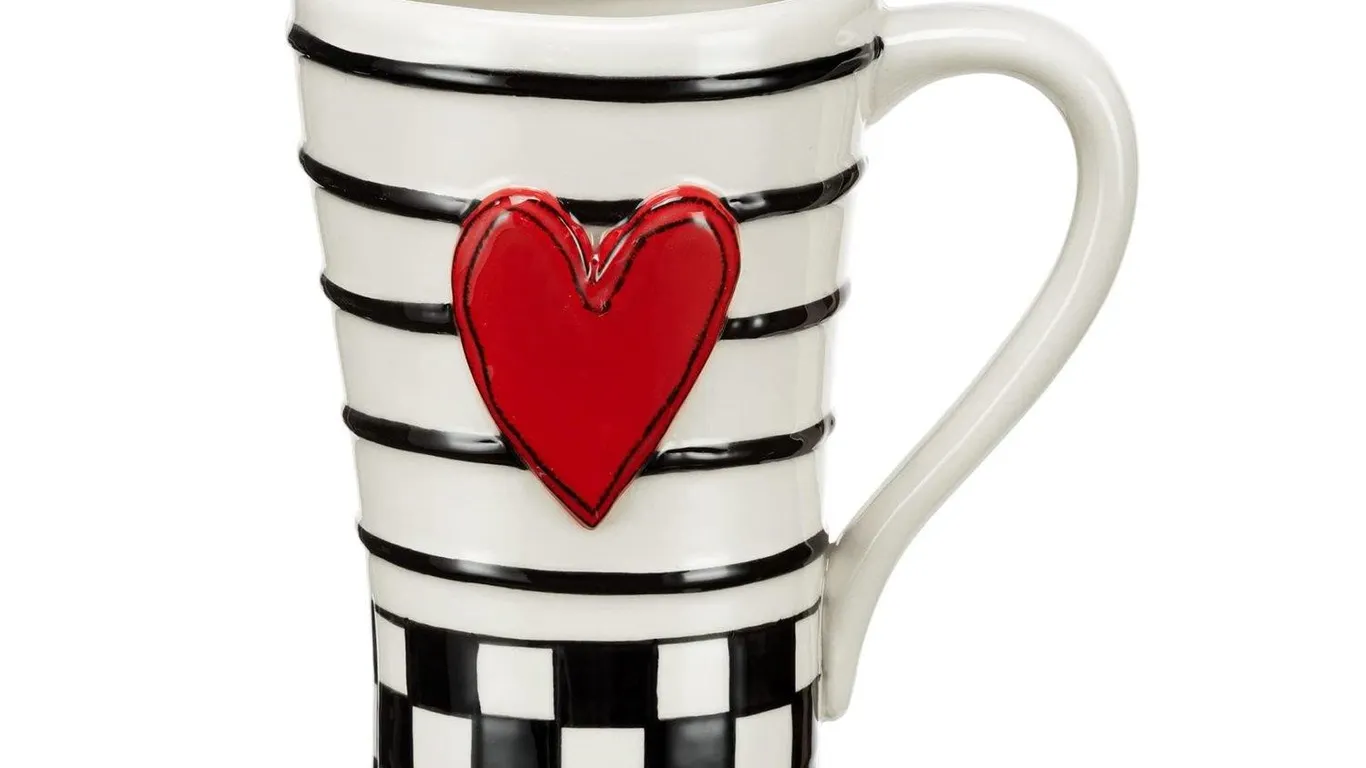Demdaco Checkered Stripe Stoneware Mug 15 oz