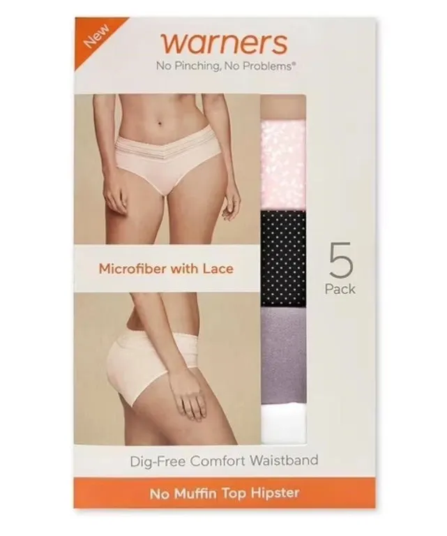 Warners No Muffin Top Hipster Panties L 5pk