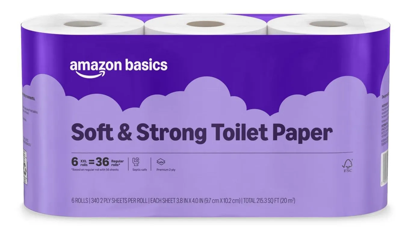 Amazon Basics Toilet Paper 2-Ply 340 Sheets 6pk