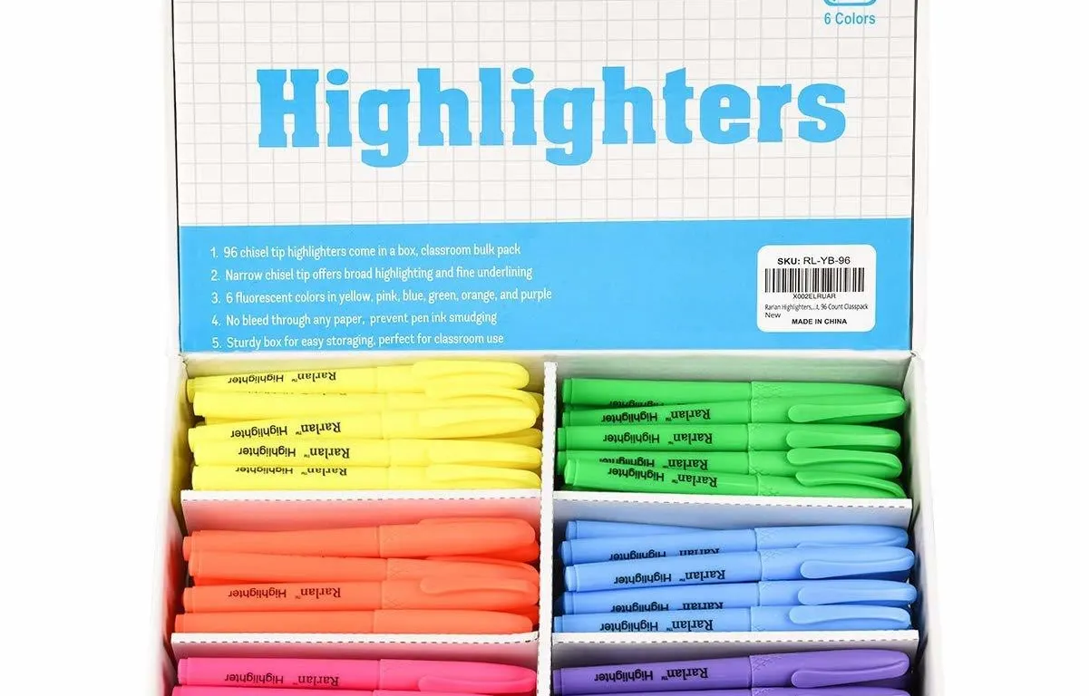Rarlan Chisel Tip Highlighters 96ct