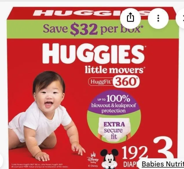 Huggies Little Movers 360 Diapers Size 3 192ct