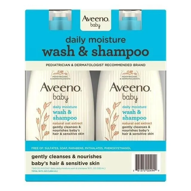 Aveeno Baby 2-in-1 Wash and Shampoo 18oz 2pk