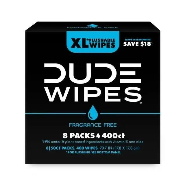 Dude Wipes Xl Flushable Wipes Fragrance Free 8ct