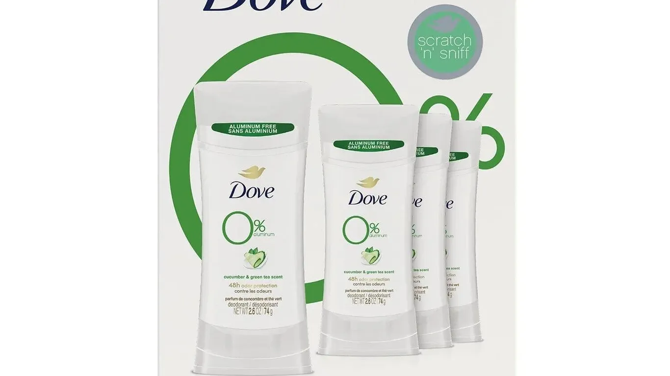 Dove 0 Aluminum Deodorant CucumberGreen Tea 4pk