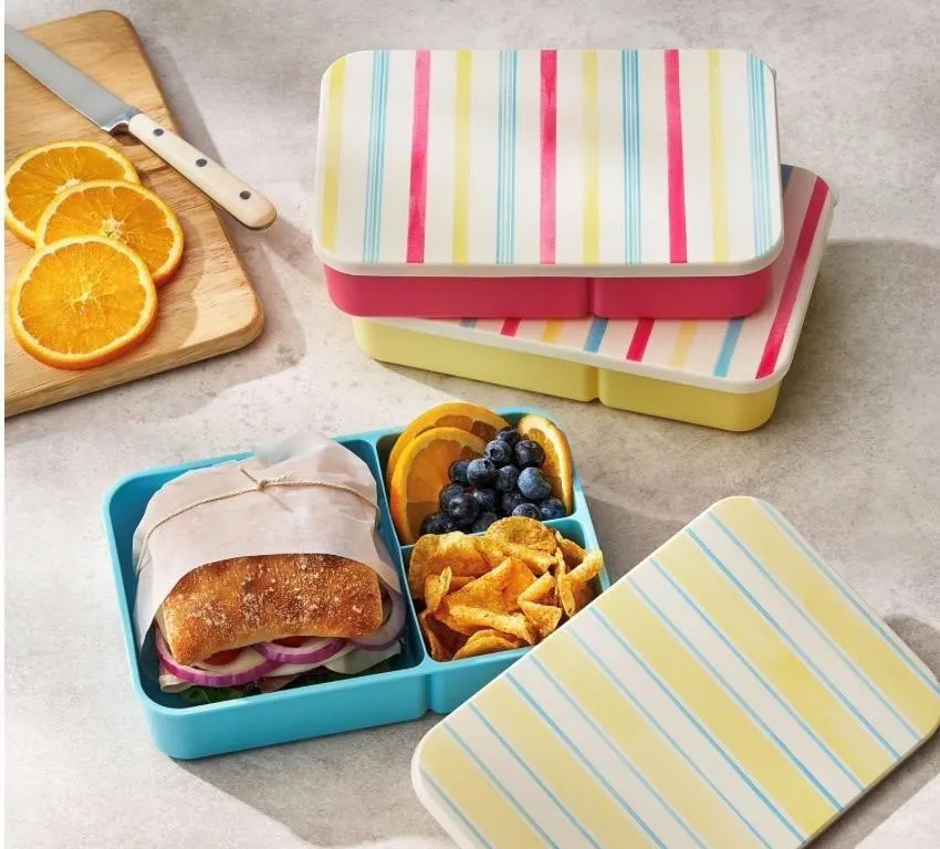 Snack Go Bento Boxes Striped 3pk